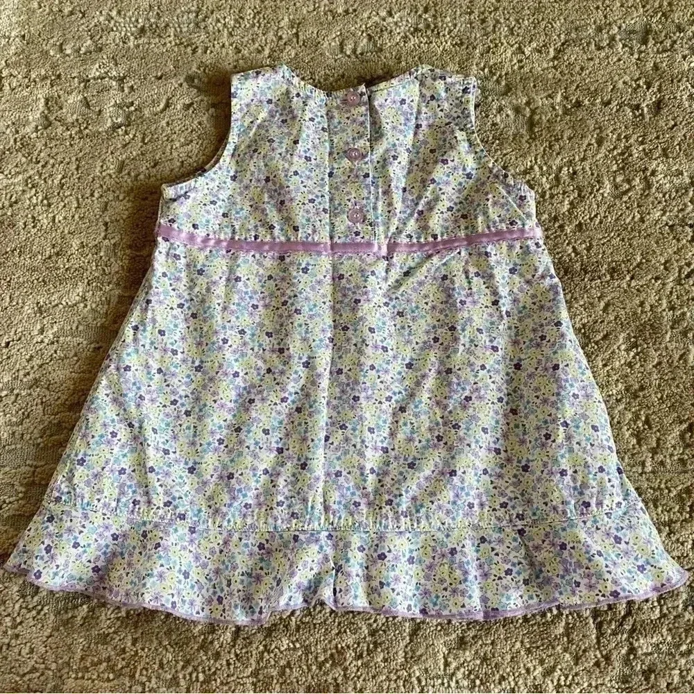 OshKosh B'Gosh Vintage 100% Cotton Floral Sleeveless Girls' Dress Bow: 18mos
